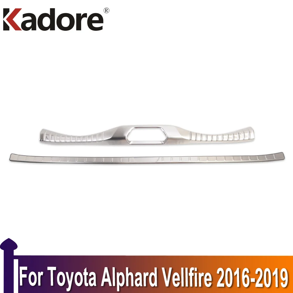 

For Toyota Alphard Vellfire 2016 2017 2018 2019 Stainless Steel Outer Inner Rear Bumper Protector Cover Trim Car Decoration