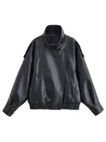 HH automne veste en simili cuir pour femmes décontracté solide fermeture éclair manches longues en cuir Pu manteaux nouvelle mode femme Streetwear 2