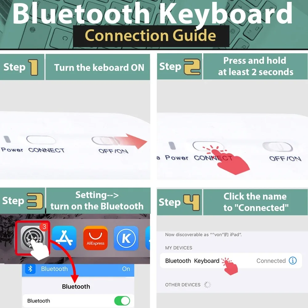 Wireless Keyboard Mouse iPad Keyboard Tablet Keyboard Wireless Keyboard Mini Wireless Bluetooth Mouse 10inch BT Spanish Keyboard For iPad 10th Air 2 generation Phone Tablet Portable For Huawei Android