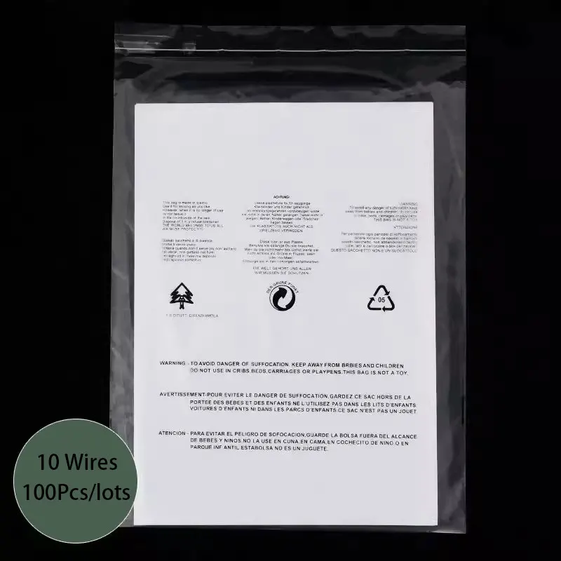 Bainfe PE Self-adhesive Bags 100Pcs Anti Suffocation English Warning Transparent Plastic Bags Sealed Clear Reusable Clothing Bag 4