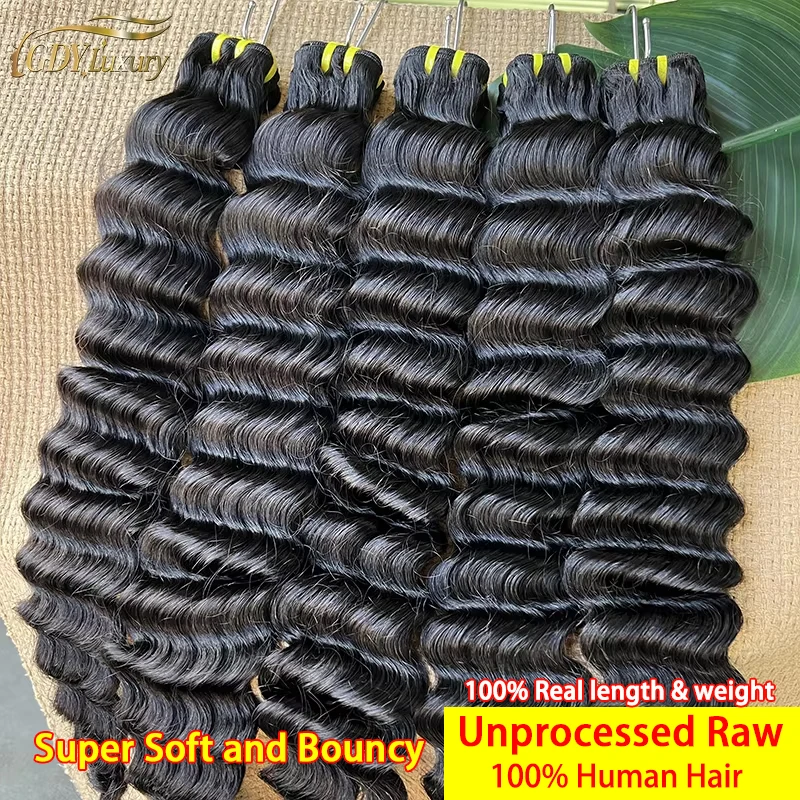 14A Unprocessed Raw Virgin Deep Wave Bundles Human Hair Extensions Vietnamese Weaving Raw Human Hair Bouncy Curly Bundles