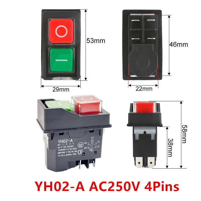 金属製緊急停止スイッチ回転式プッシュプル緊急停止ボタン220V24V 12Vベース付き16MM 19MM 22MM 緊急停止押しボタンスイッチ、 電磁スイッチ 250V 16A 電気押しボタン 緊急停止カバー付き DKLD DZ-6