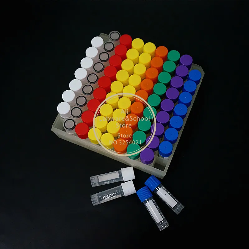 81 Pieces Plastic 1.8ml Freezing Tube + One Piece 81 Vents Plastic Freezing Tube Storage Box For Experiment