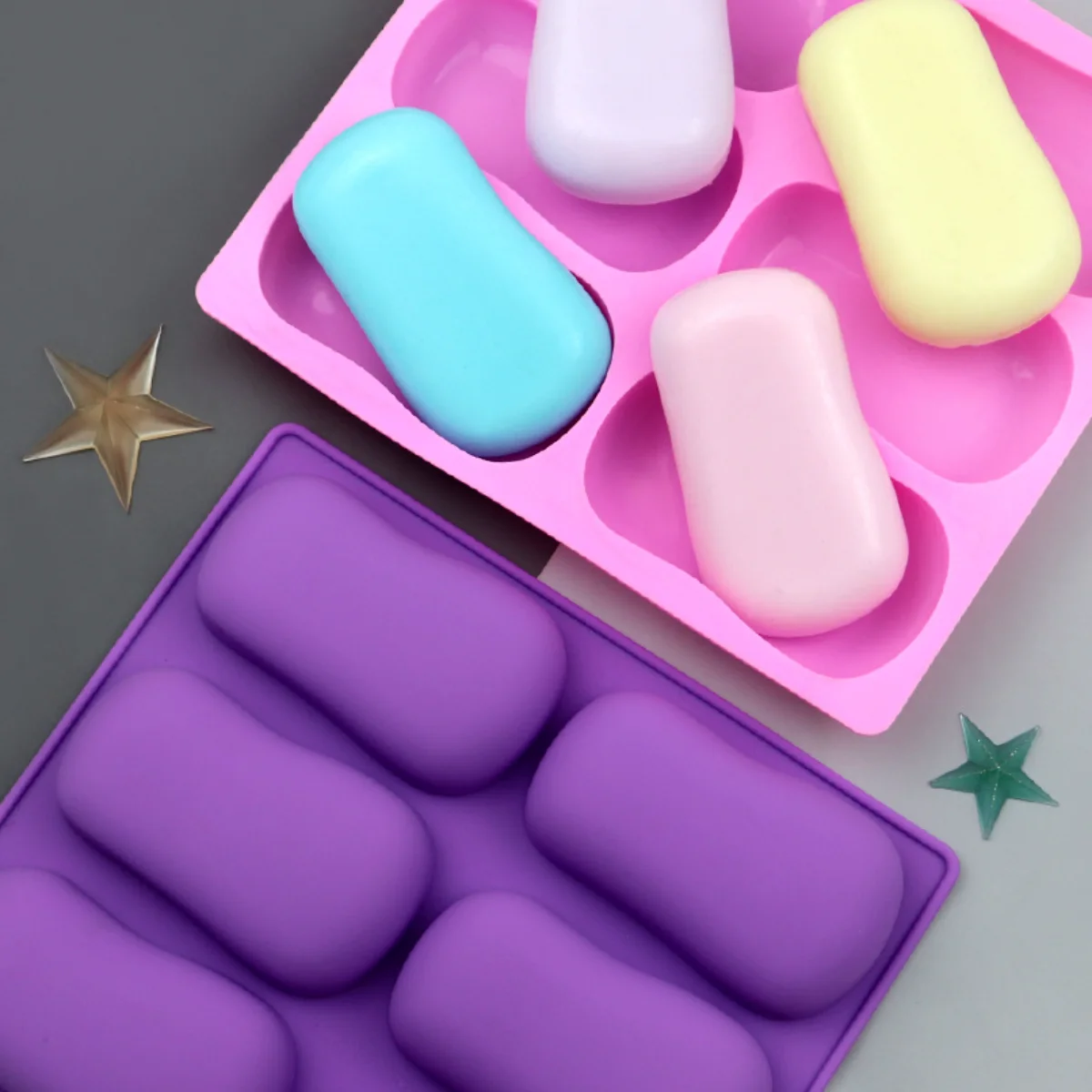 Multicavity Oval Silicone Candle Mold DIY Flower Handmade Soap Mould Gypsum Aromatherapy Making Tool Craft Gifts Home Art Decor