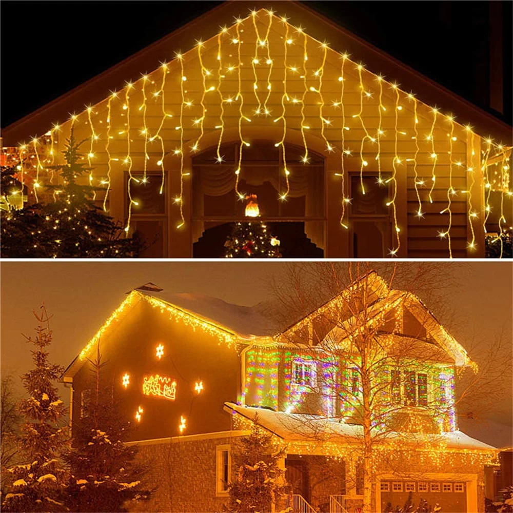 

5M Christmas Garland LED Curtain Icicle String Lights Droop 0.4-0.6m AC 220V Garden Street Outdoor Decorative Holiday Light