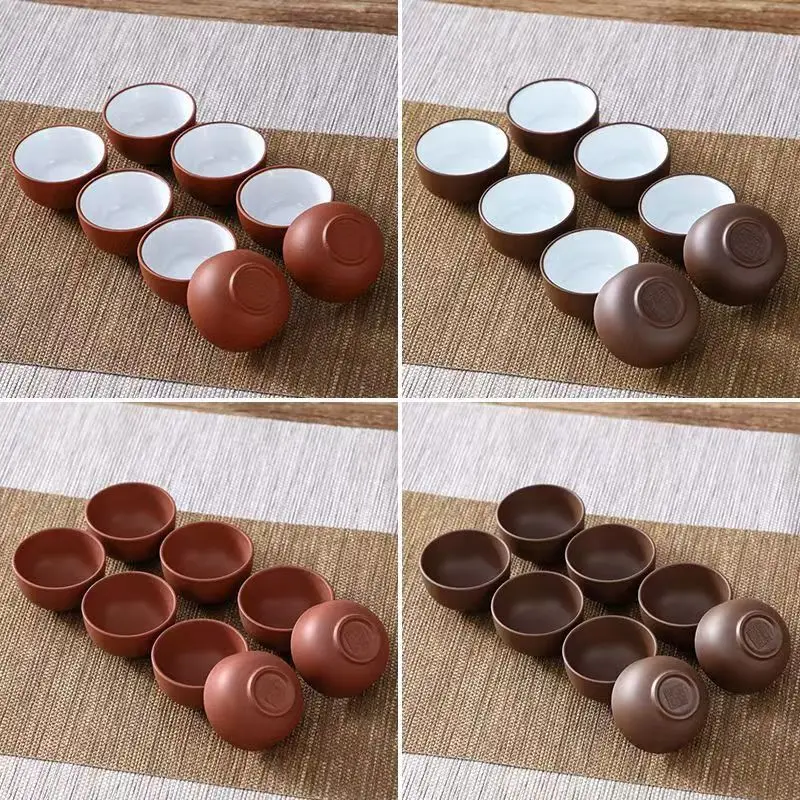 Yixing Handmade Purple Clay Teacup 8 Pcs/set Dahongpao Tea Bowl Travel Portable Pu'er Master Cup Chinese Zisha Tea Set insulated tea cup tea cup