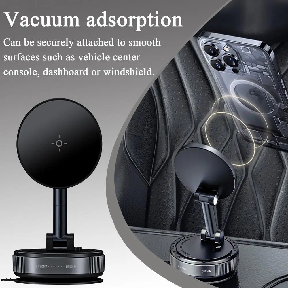 Vacuum Magnetic Car Phone Holder Strong Suction Cup Mobile Phone Holder 360-Degree Rotating Automotive Cellphone Mount