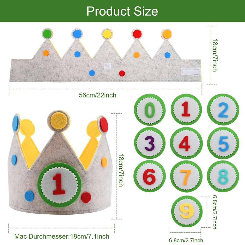 Handmade Birthday Party Hat Durable Creative Interchangeable Numbers Crown Children Day Gift for Girls Boys Birthday Party Decor