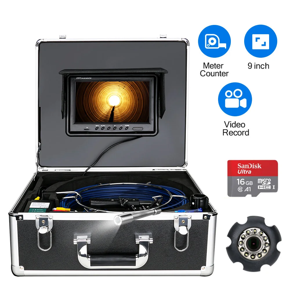 

Pipe Inspection Camera 20M/30M/50M Cable with Meter Counter ,Drain Sewer Pipeline Industrial Endoscope DVR Video Recording