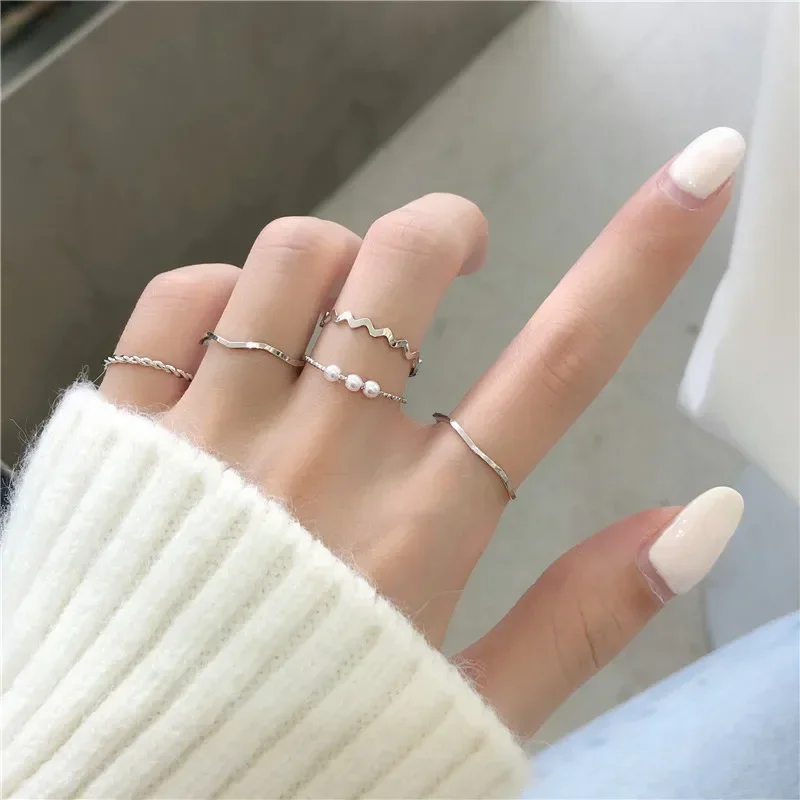 Classic Ring Five Piece Set Korean Trend Fashion Ring for