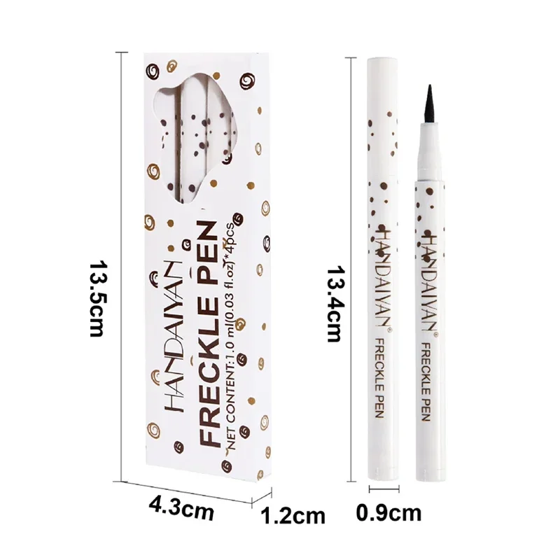 4PC Natural Freckle Pencil Dot Spot Pen Create Effortless Sunkissed Makeup Long Lasting Waterproof Soft Brown Freckle Makeup Pen 6