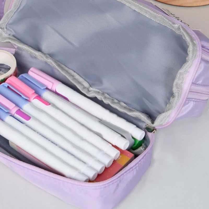 Pencil Case Macaron Double layer Large Capacity Cute Back to School Stationery Supplies Schools & Offices