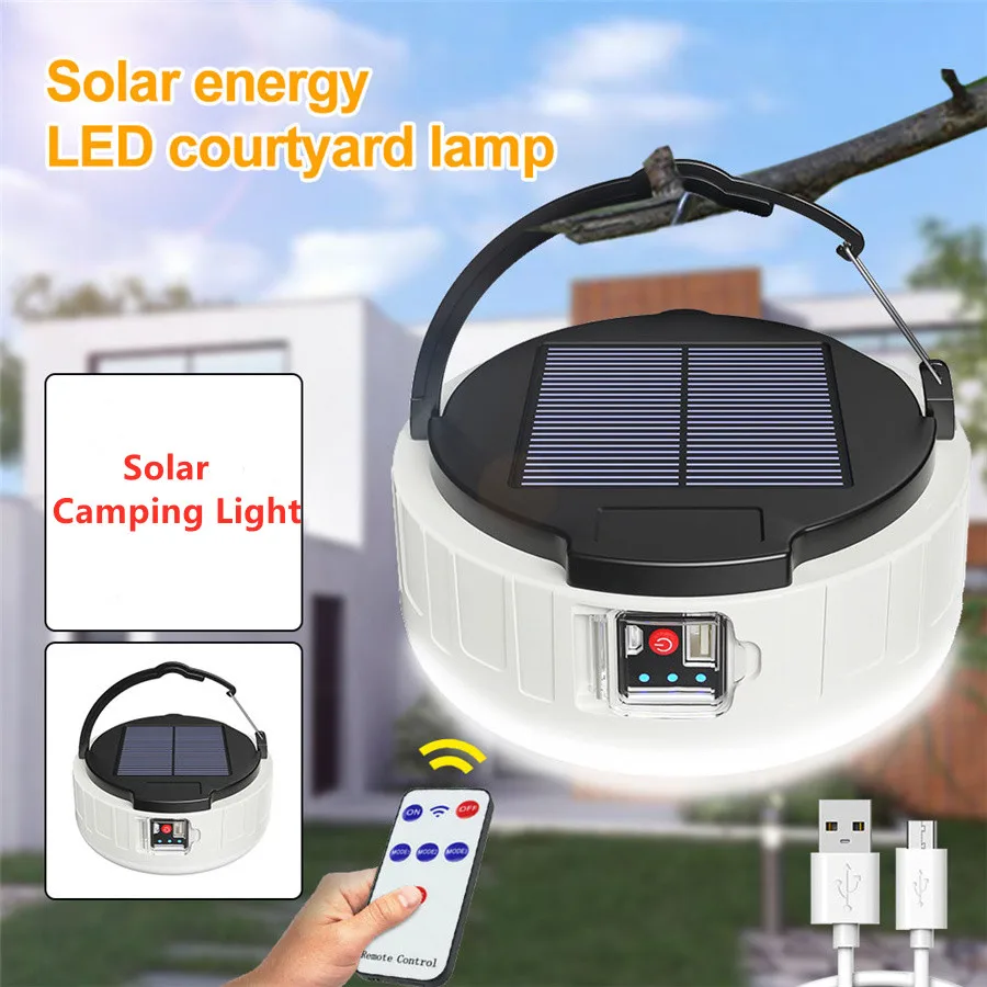 100W Newest Solar Led Camping Light Outdoor Waterproof 3 Modes Tent Lamp USB Charging Portable Lanterns Emergency Night Lights