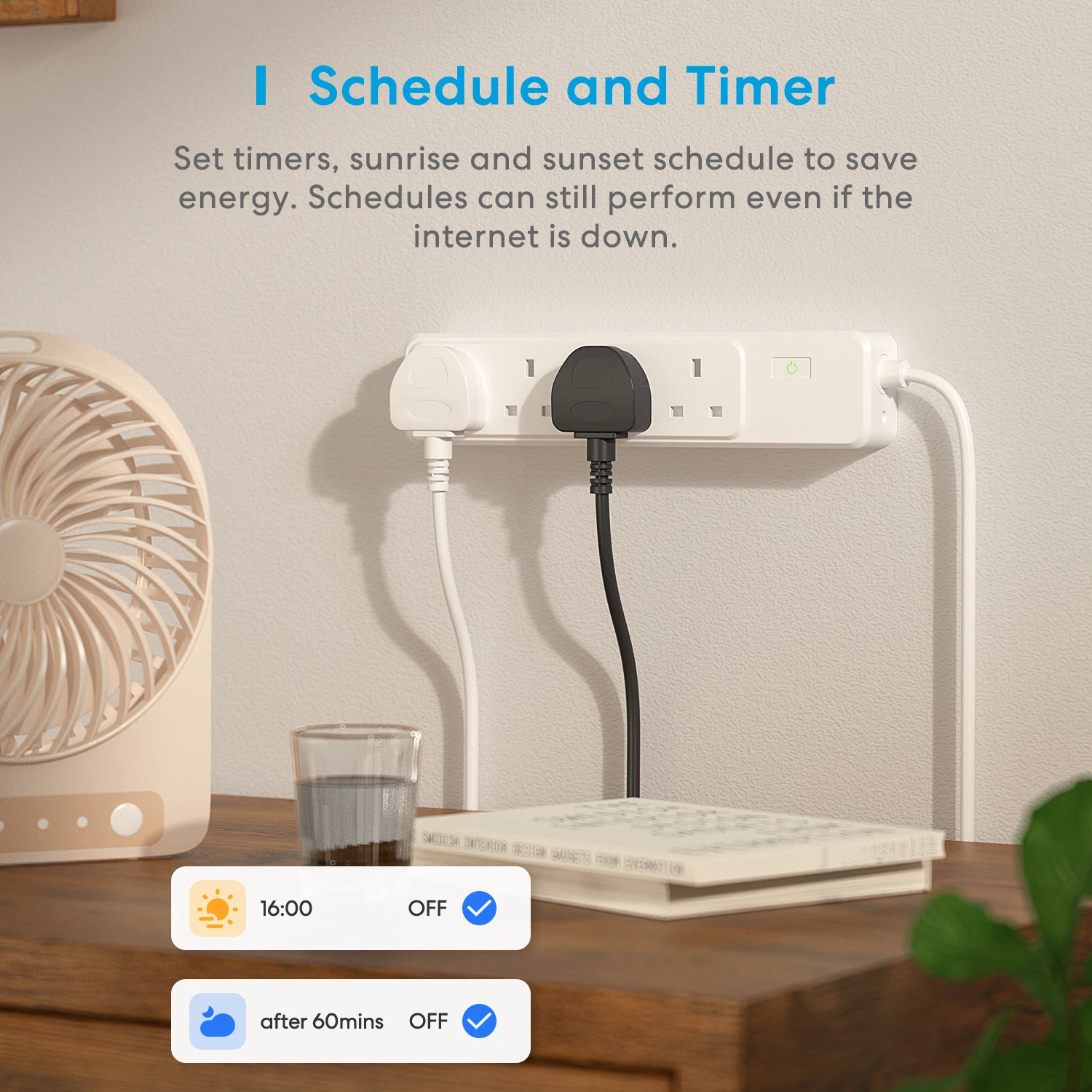 Meross – barrette d'alimentation intelligente, wi-fi, 4 prises de courant alternatif, 2400W, compatible avec Alexa et Google Assistant, SmartThings