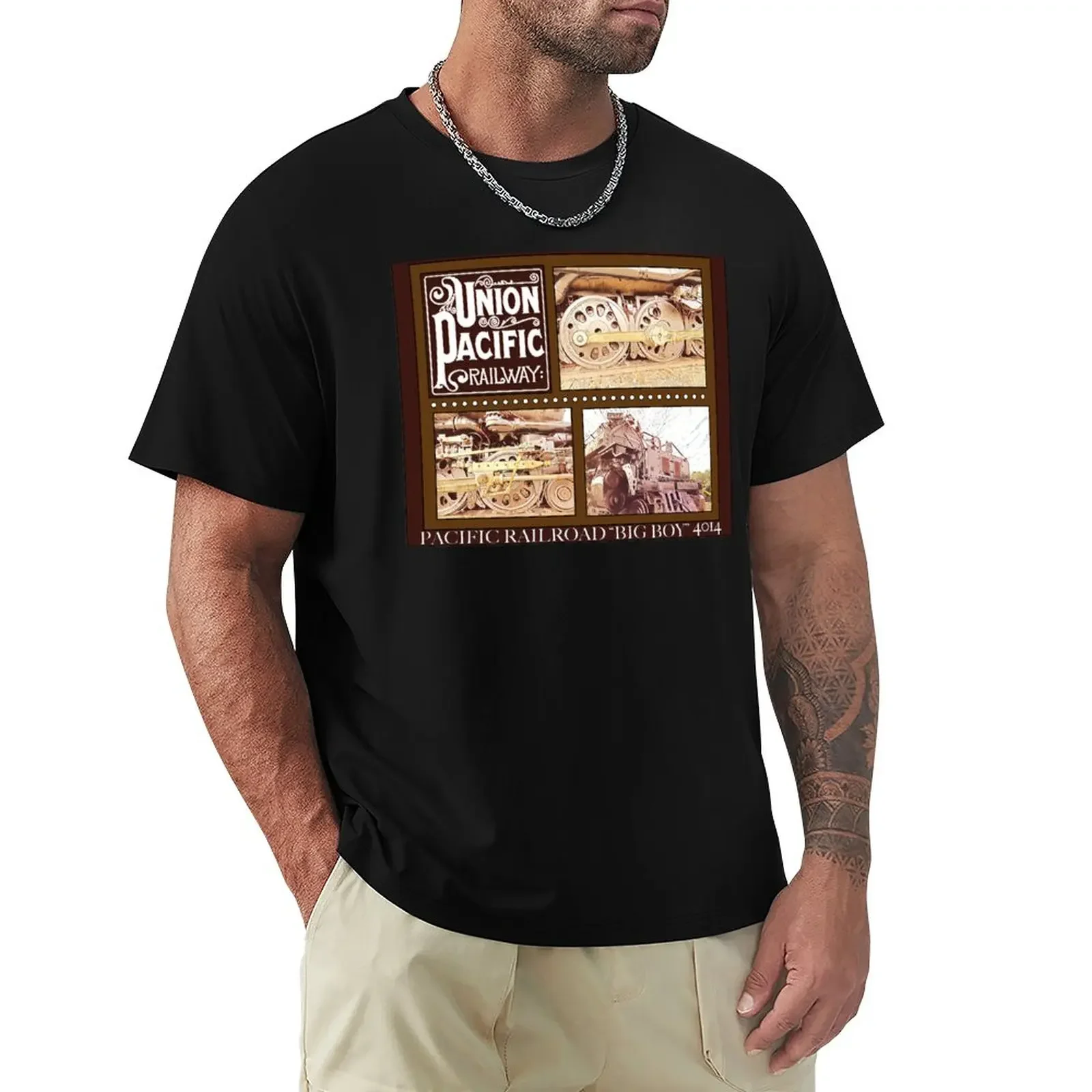 Big Boy 4014 Union Pacific Steam Engine Western T-Shirt Hippie Clothes Blacks Mens Workout Shirts