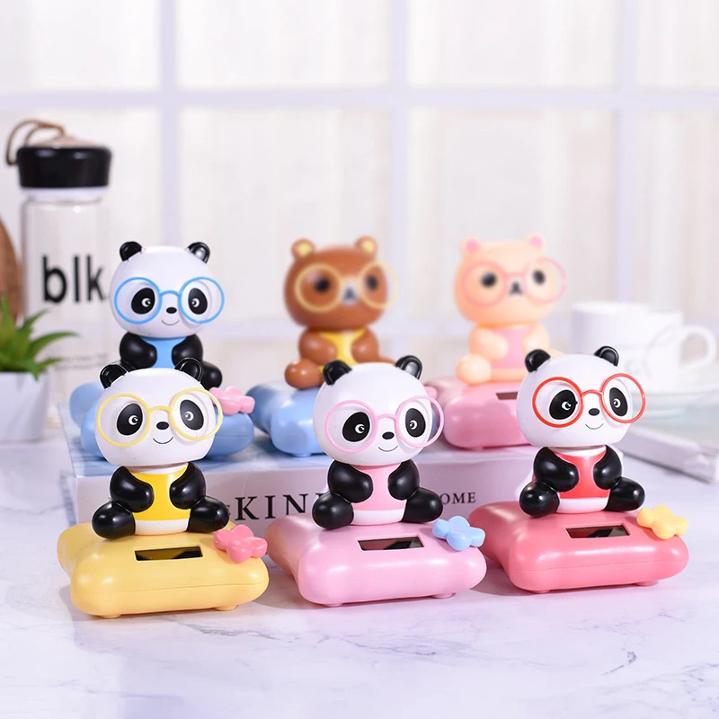 Cute Solar Powered Panda Swing Toys Children Funny Dancing Animal Model Toys Car Dashboard & Office Decor Kids Toy Gifts