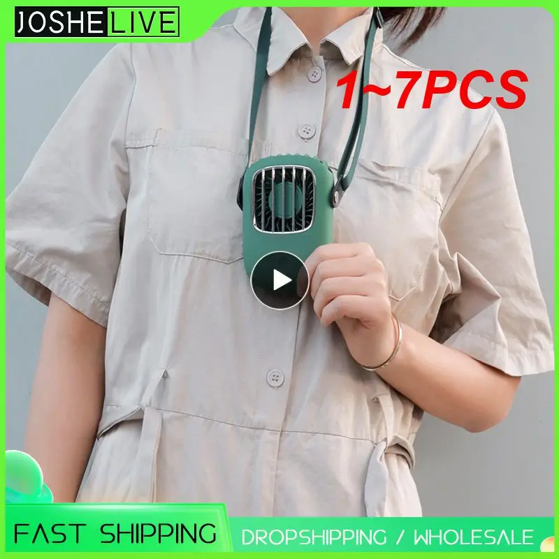 

1~7PCS Mini Portable Hanging Neck USB Fan Mute Handheld Desktop Fan with 3 Gears Adjustable Air Cooling Ventilador