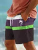 Stripe Palm Tree Men's Resort 3D Printed Board Shorts Swim Trunks Elastic Waist Drawstring Aloha Hawaiian Style Holiday Beach 3