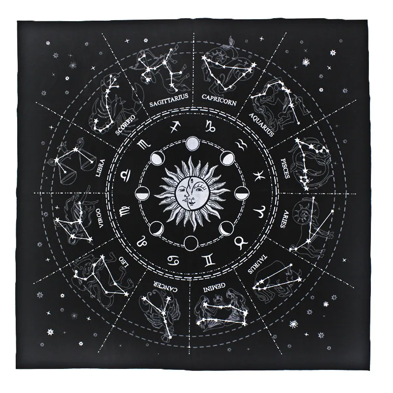 

49X49cm Velvet Game Textile Tarot Card Set Playing Card Twelve Constellations Starry Sky Tarot Card Game Table Cloth