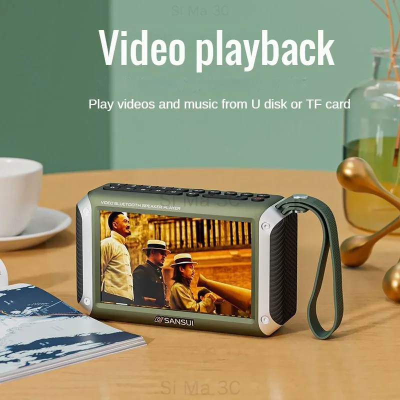 

F53 Portable FM Radio 4.3-inch Display Video Playback Bluetooth Speakers Wireless MP4 Music Player Support TF Card USB Earphone