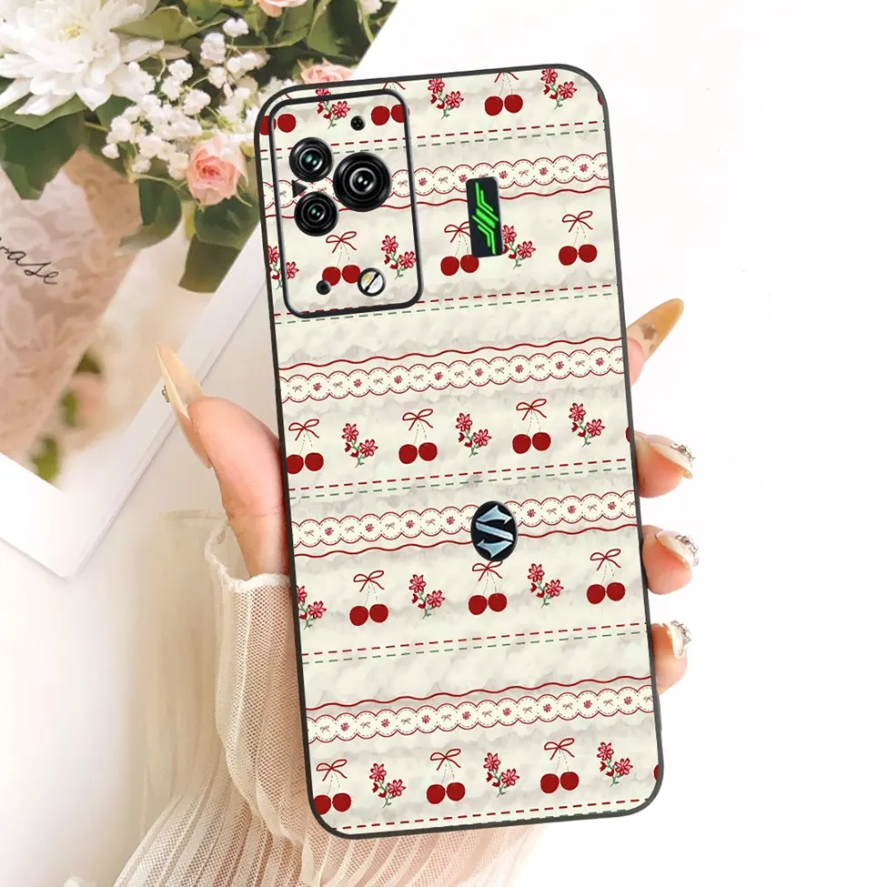 Cute Cat & Butterfly Design Silicone Case - Black Shark 5 Pro