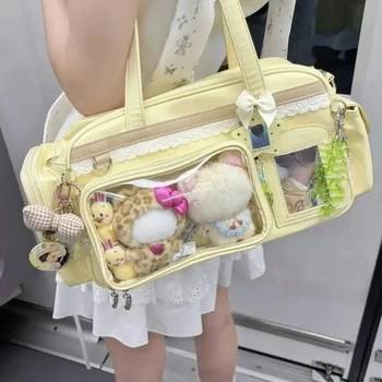 Y2K New Concert Ita Bag JK Large Capacity Shoulder Bag Cute Girl Transparent Backpack Exhibition DIY Badge Display Crossbody Bag 1