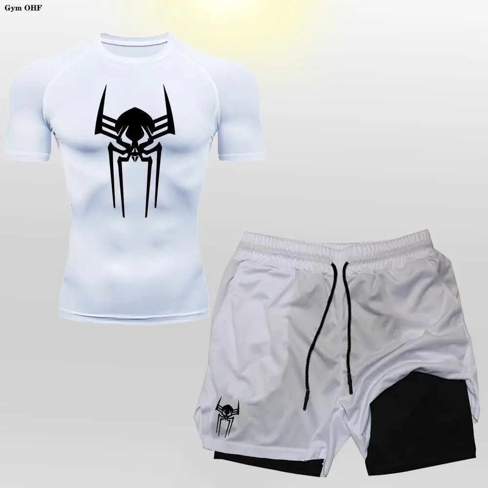 2099 Compression Shirt Man Spider Fitness Gym 2 in 1 Shorts Workout Rashguard Jiu Jitsu Running Joggers Training Clothes Set Men 4