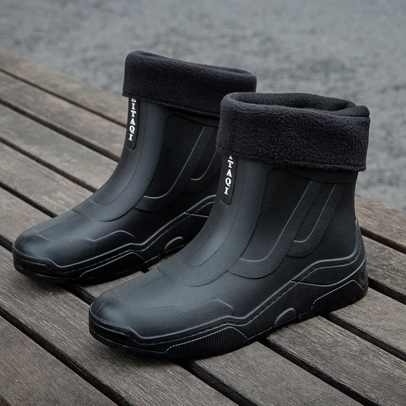 Men's Rain Boots Waterproof Shoes Fishing Husband Galoshes Man Garden Rubber Boot Indoor Kitchen Work Rain Boots Car Wash Boots