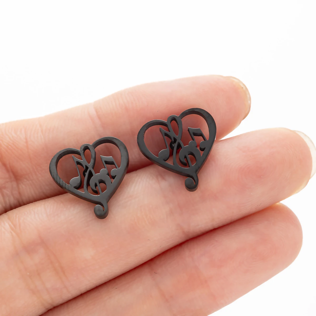 1 par de pendientes de nota musical coreana corazón de agudos y bajos  pendientes de acero inoxidable de moda para mujer regalo de boda joyería  pendi - AliExpress, image size:1200x1200
