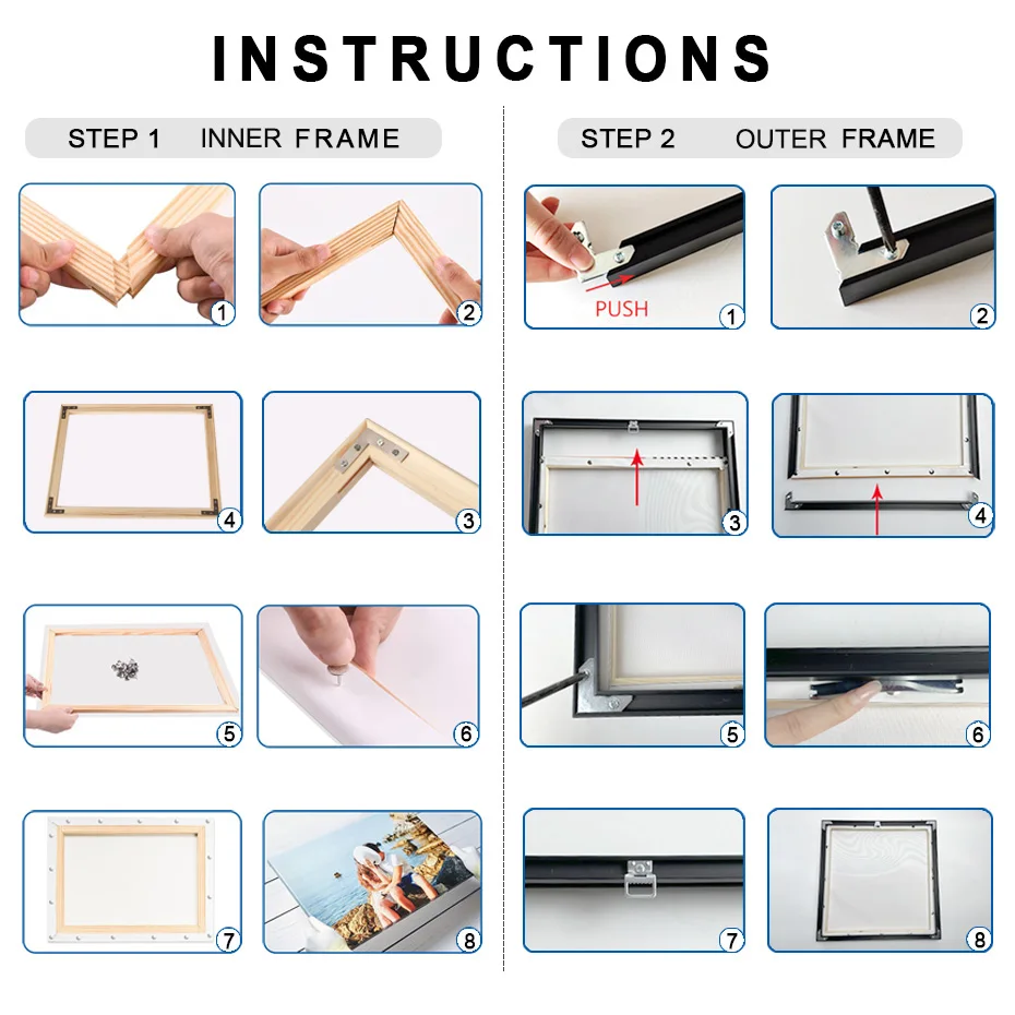 50x70 40x50 40x60 Canvas Picture Frames Aluminum DIY for Oil Painting Wall Art Photo Posters Home Interior Decor photo frame art frames