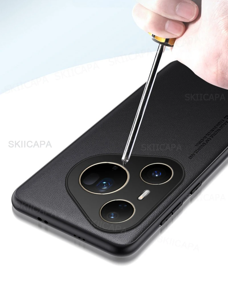 Elegant Leather and Matte Silicone Phone Case with Soft Bumper Cover