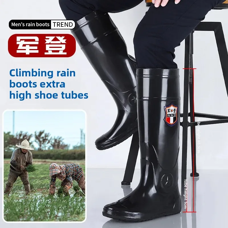 Bottes wading homme PVC haut tube antidérapantes plantation riz protection travail unisex