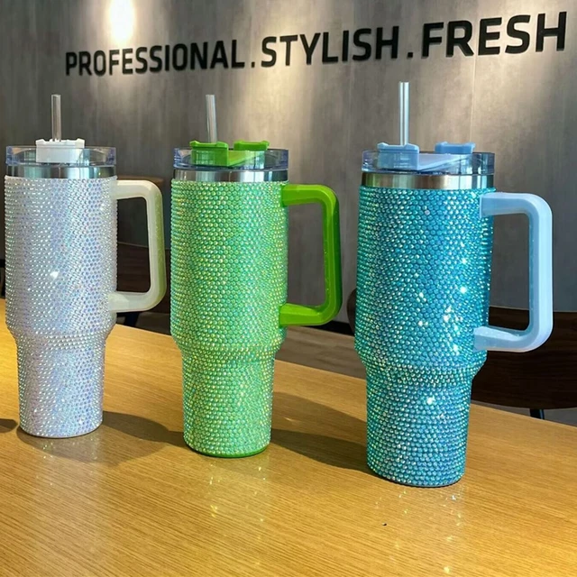 40oz Glitter Blank Sublimation Shimmer Rhinestones Studded Tumbler  Insulated Mug With Handle For Hot Print Stainless Steel Cup - Tumblers -  AliExpress