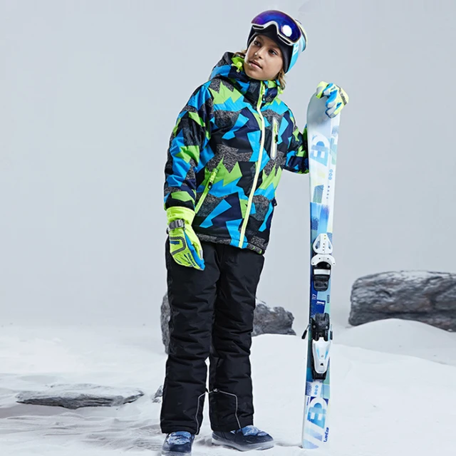 Phmax ski jacket boys winter waterproof windproof thick skiing jacket skiing bib pants outdoor sport snowboard