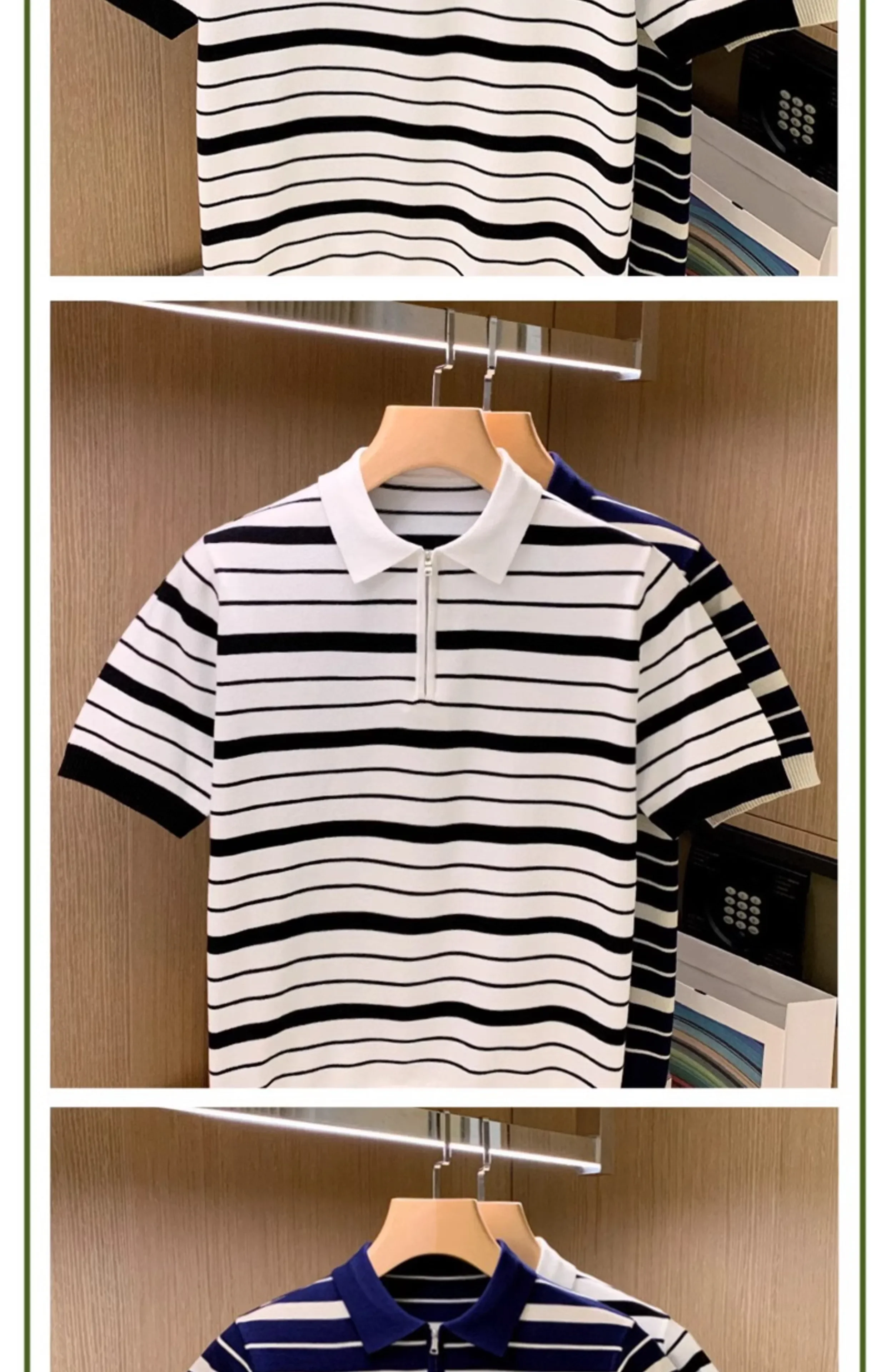 Description Picture 6 of itemTop Grade 2024 New Fashion Brand Designer Luxury Stripe Mens Polo Shirts Regular Fit Casual Short Sleeve Tops Mens Clothing W36