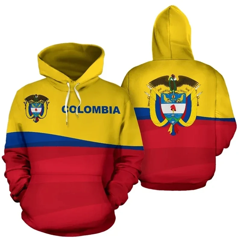 thumbnail image 1 of Sudadera con capucha con estampado 3D de la bandera de Colombia y emblema nacional, sudadera con capucha con estampado de flor de hibisco, ropa para hombre, chándal de manga larga, sudaderas con capuc, 1 of 4