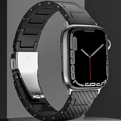 Sleek Carbon Fiber Pattern Bracelet - 45mm and 49mm (Black)