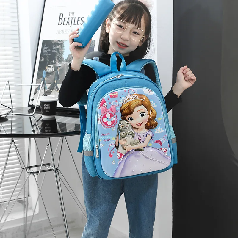 Disney Frozen Sofia School Bag For Girls Elsa Anna Grade 1-3 Primary Student Shoulder Orthopedic Backpack Large Capacity Mochila