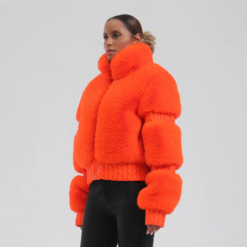 GSOU SNOW Women Ski Jacket Snowboard Faux Fur Slim ski coat Insulated Windproof Outdoor Winter Thick and warm Keep warm-30 winter jacket ski jacket