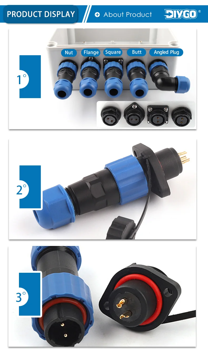 SP16 IP68 Wasserdichter Steckverbinder Flanschtyp 2/3/4/5/6/7/9 Pin Stecker und Buchse Stoßdrahtkabel Luftfahrt-Buchse Stecker Panel-Anschlüsse – Detail 6