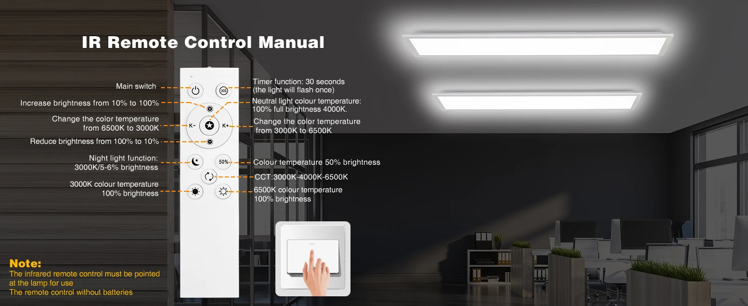 2PCS 30 W LED Ceiling Lights, 100×25 cm Flat Panels, 3300LM Dimmable, 3000–6500K S449d35b02c894c369cf2ca3f169c9aeec