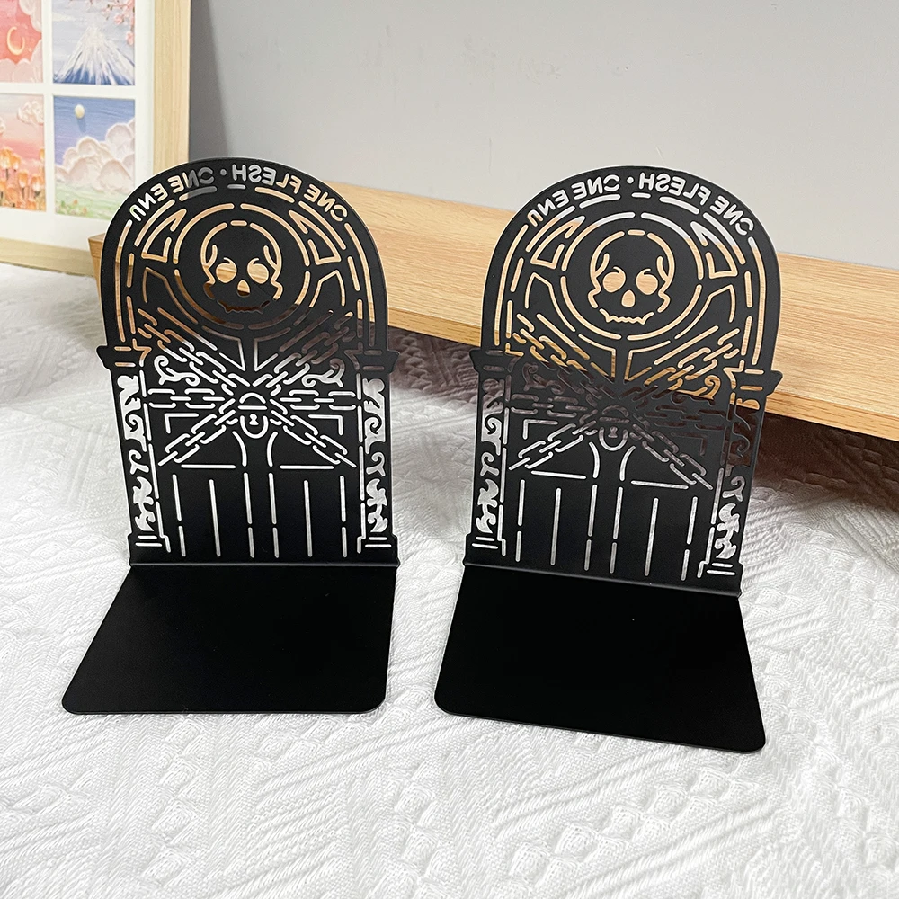 Hell's Gate Book Ends Metal Heavy Duty Bookends for Book Lovers to Organise Books Non-Slip Book Shelves Office Book Ends for Men 4