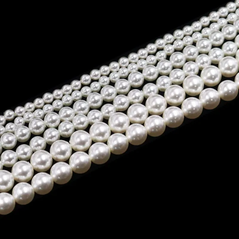 Elegant White & Pink Round Imitation Pearl Beads for DIY Jewelry – 15 Strand