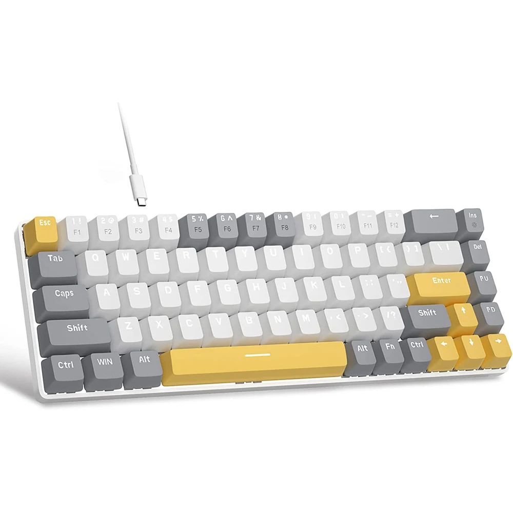 

65 Percent 68 Keys Grey White Wired Mechanical Gaming Keyboard Backlit For Mini Pc Gamer Cabinet Complete Red Dragon Portable