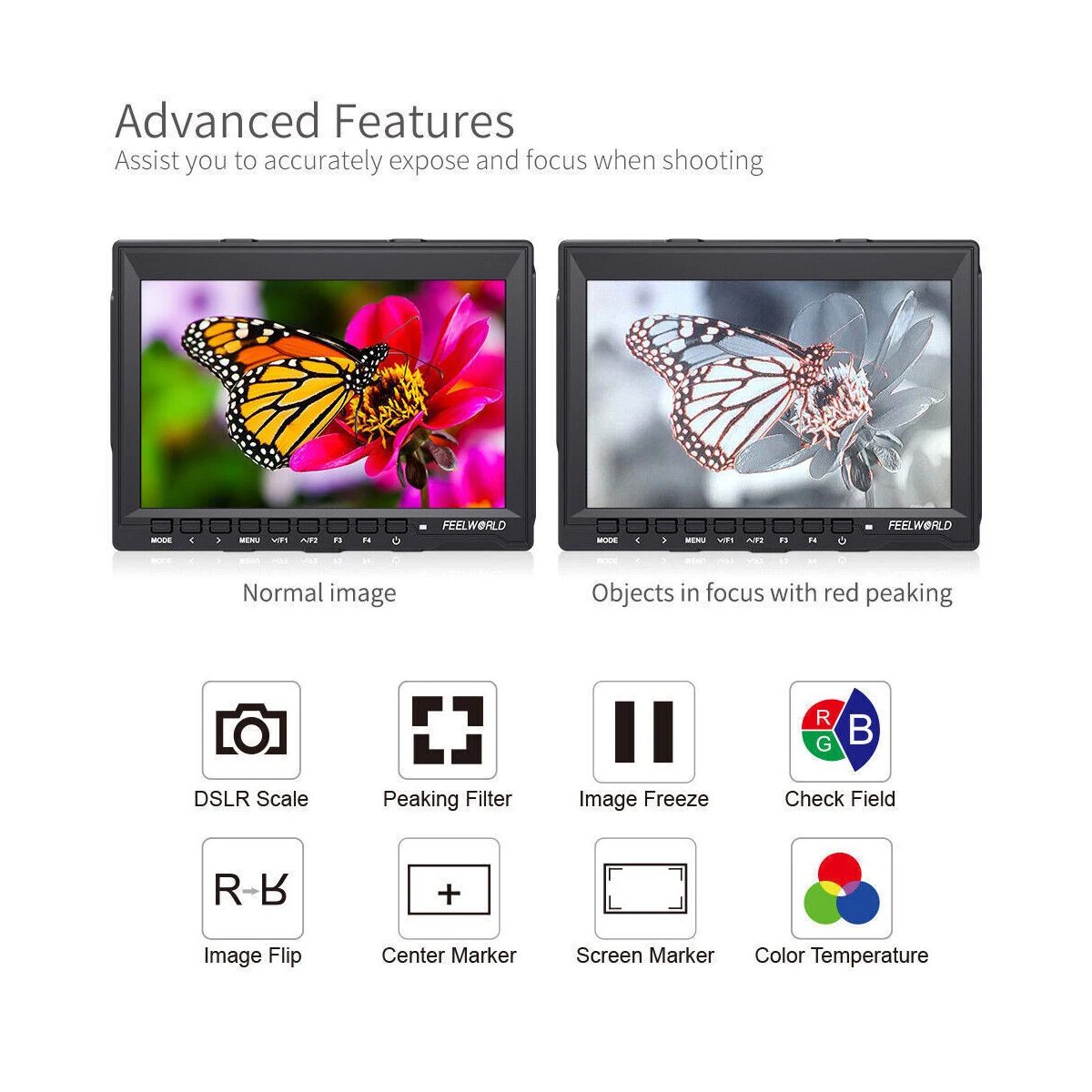 Portable Monitor DSLR Field Monitor FEELWORLD FW759 7&Prime; IPS Digital SLR Camera On-site Monitor 4K HDMI 1280x800 Camera Field DSLR Video Monitor with Peaking Focus