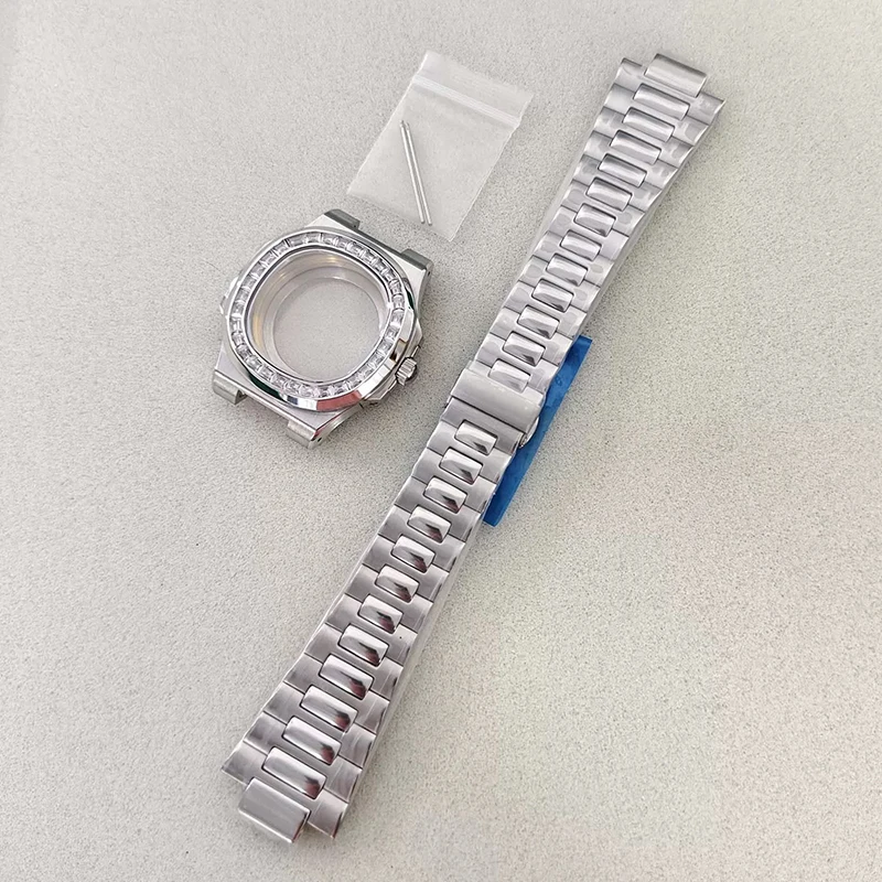 41 mm silbernes Uhrengehäuse aus 316L-Edelstahl + Armband mit Diamanteinlage, passend für 30,5 mm Zifferblatt, wasserdichte Passform, NH35/NH36-Uhrwerk – Detail 1
