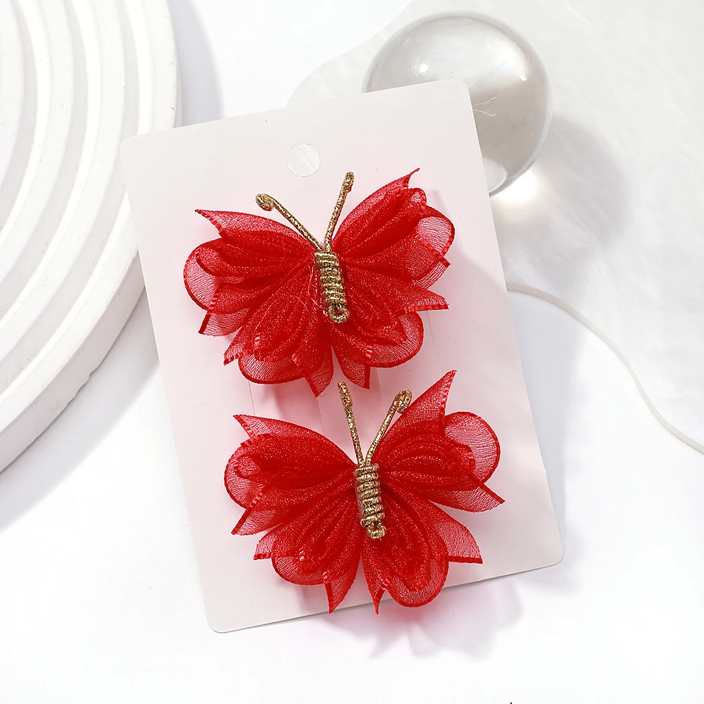 Hair Accessories 2Pcs/Set Fashion Colorful 3inch Butterfly Clips Cute Hairpins for Women Girls Chirldren Sweet Ornament Headwear