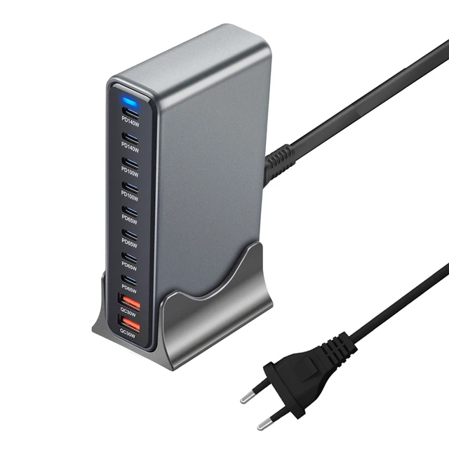 800W GaN Desktop Charger – 10-Port USB-C PD3.1 Fast Charging Hub 5