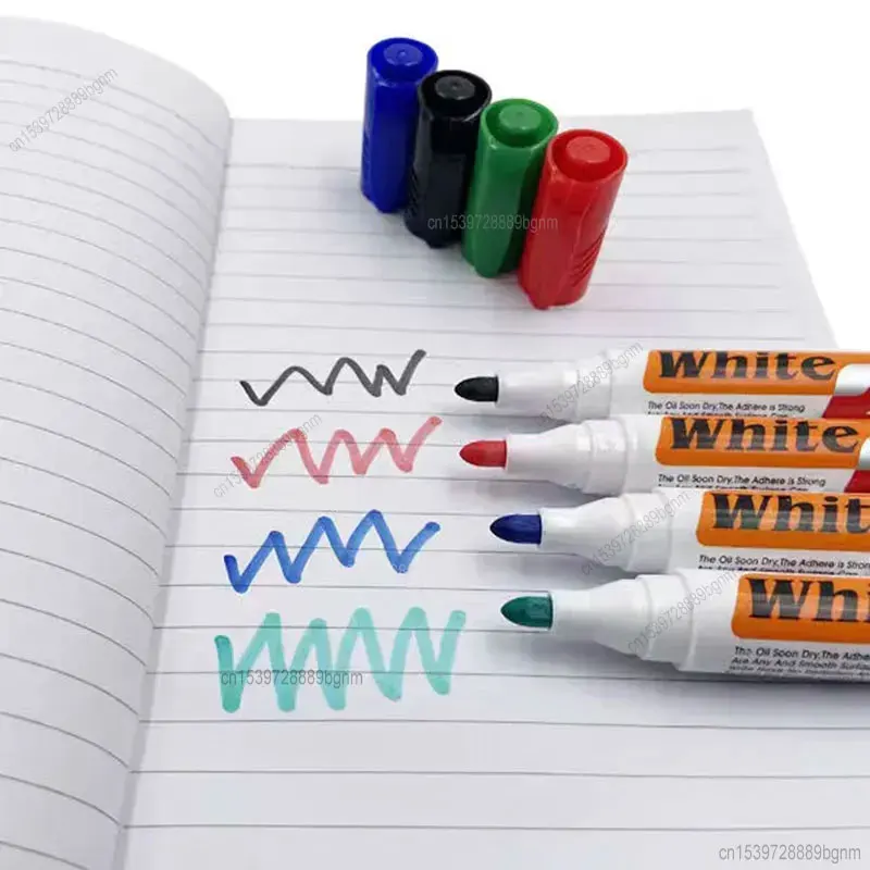 4Pcs Color Erasable Whiteboard Marker Pen With White Board Eraser Wiper Set  Office School Writing Painting Stationery Blue Black - AliExpress