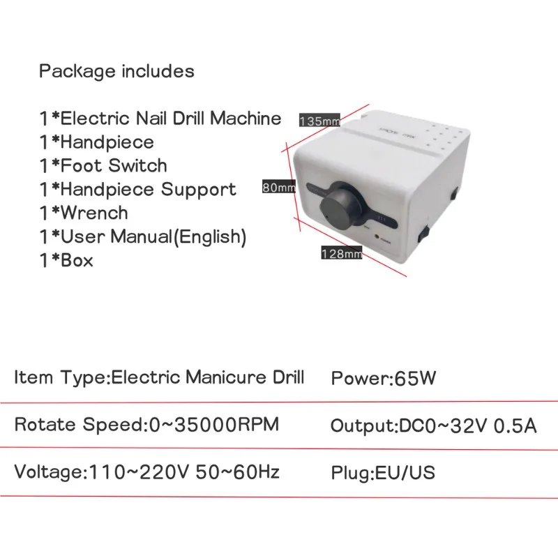 Strong 211 Electric Nail Drill Manicure Machine Pedicure Kit Nails Art Tool STRONG 210 35000rpm Handpiece Nail File Equipment 5